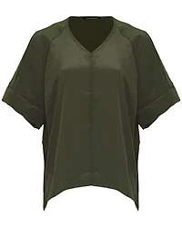Dark Olive V-Neck Blouse