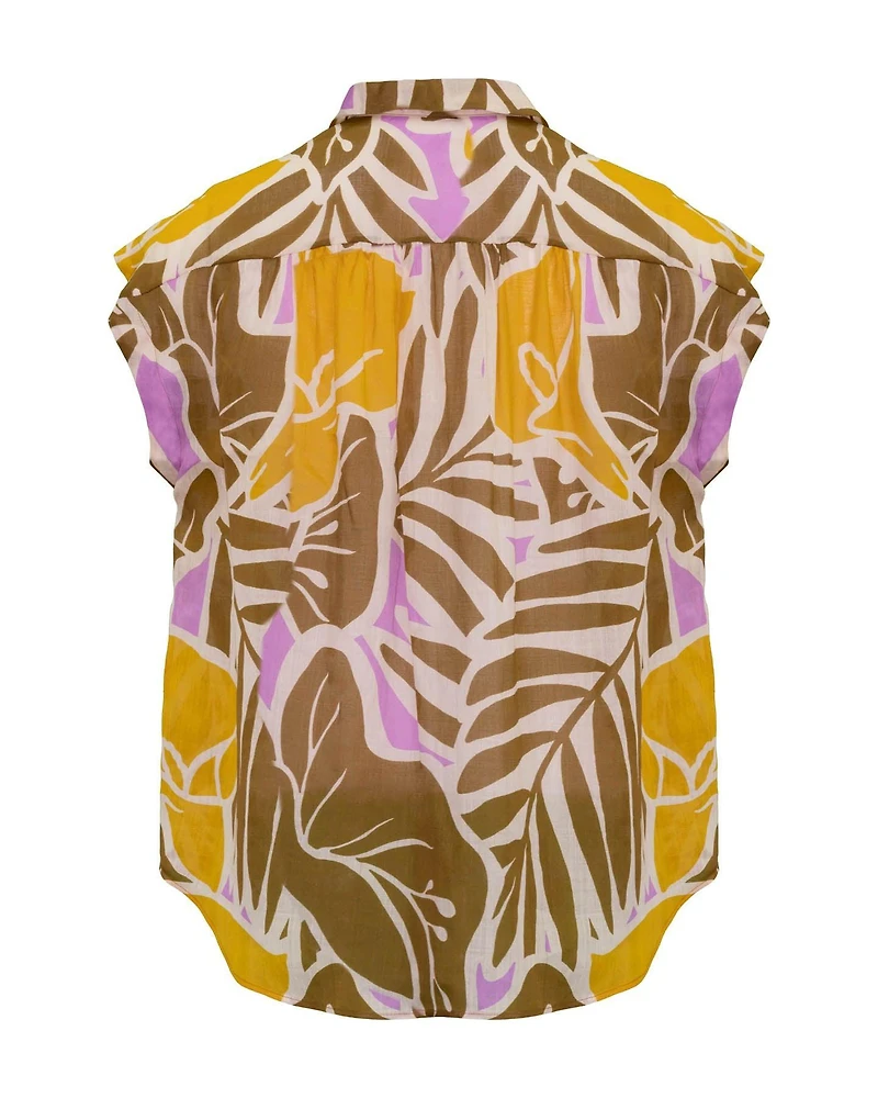 Floral Print Cap Sleeve Shirt
