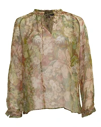 Floral Print Semi Sheer Blouse