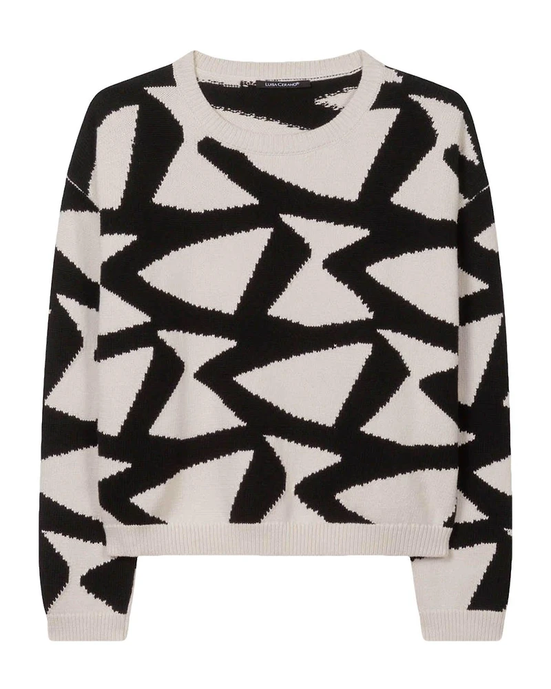 Graphic Intarsia Pullover