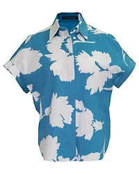 Hibiscus Print Blouse Blue