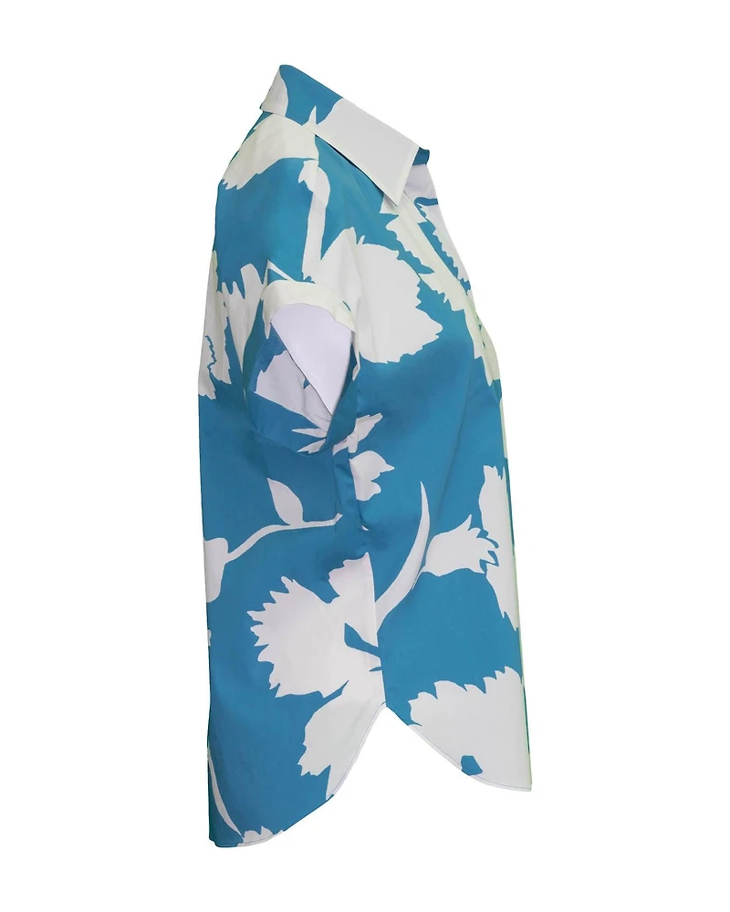 Hibiscus Print Blouse Blue