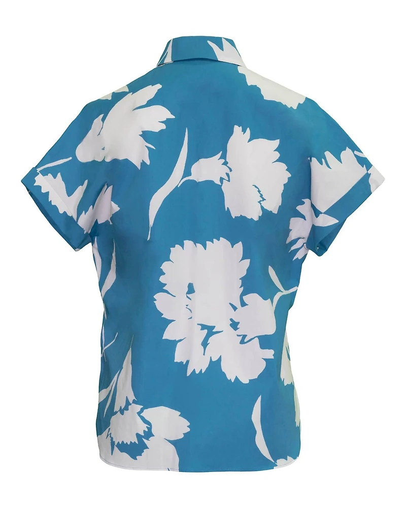 Hibiscus Print Blouse Blue