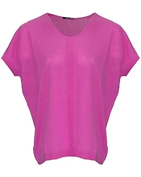 Linen Blend Top Hot Pink