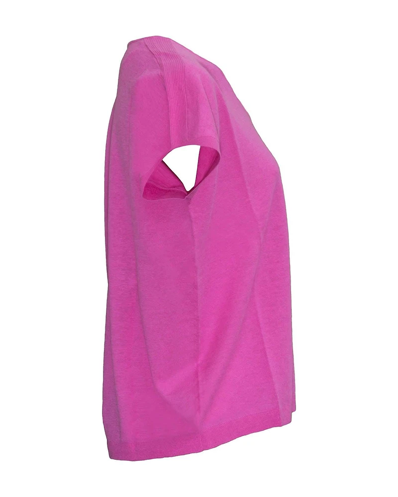 Linen Blend Top Hot Pink