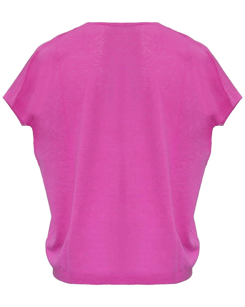 Linen Blend Top Hot Pink