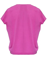 Linen Blend Top Hot Pink