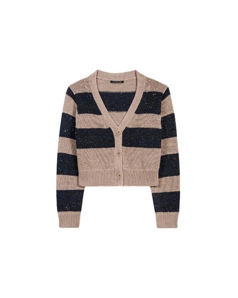 Luisa Cerano Block Stripe Sequin Cardigan