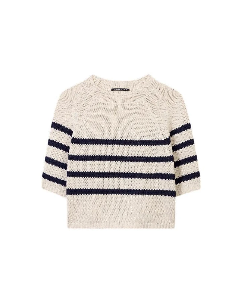 Luisa Cerano Stripe 1/2 Sleeve Knit Pullover