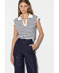 Luisa Cerano Stripe Knit Polo Shirt