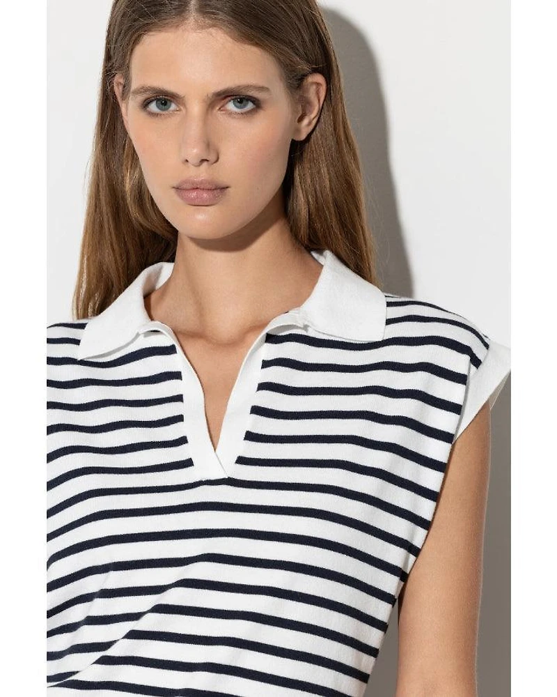 Luisa Cerano Stripe Knit Polo Shirt