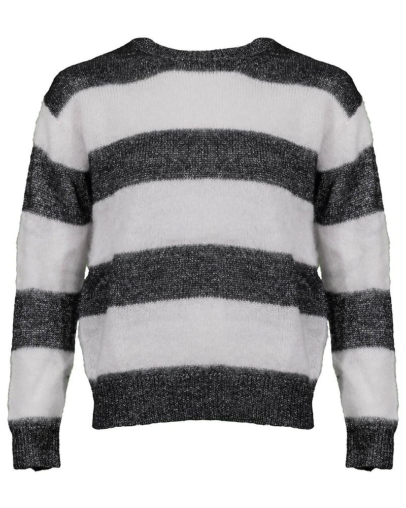 Metallic Horizontal Wide Stripe Pullover