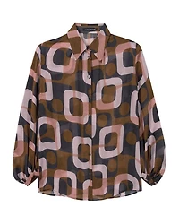 Luisa Cerano Mid Century Print Sheer Blouse