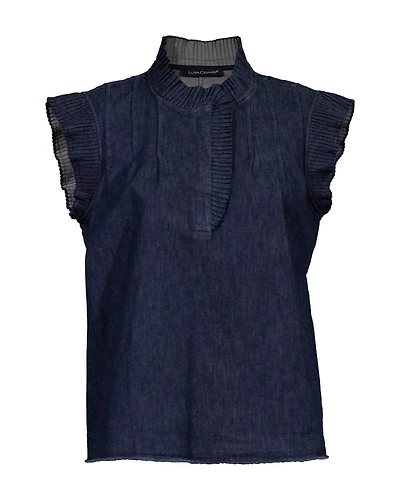 Pleated Denim Top