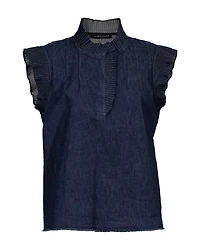Pleated Denim Top