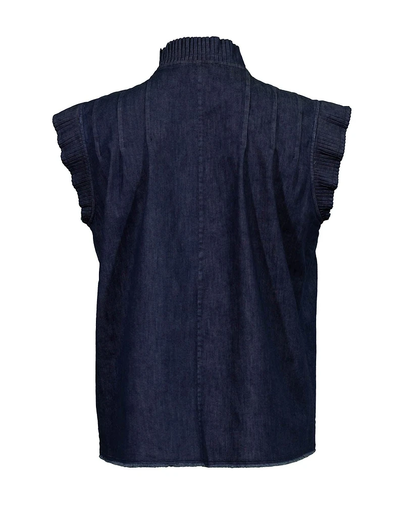 Pleated Denim Top