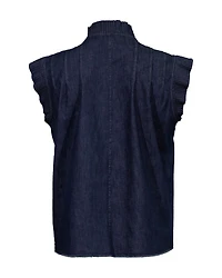 Pleated Denim Top