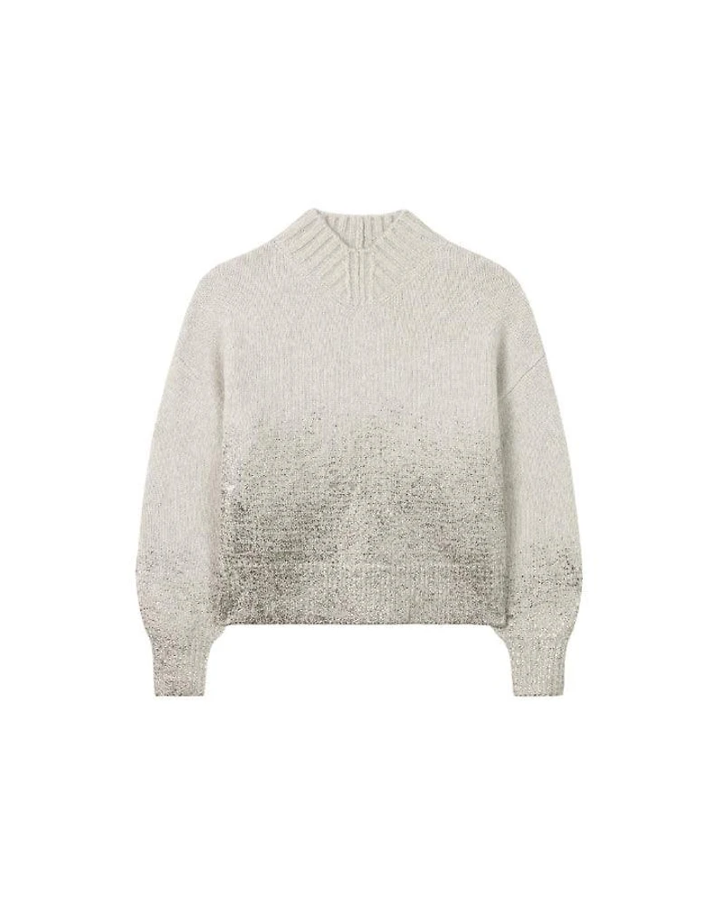 Raised Neck Metallic Detail Pullover