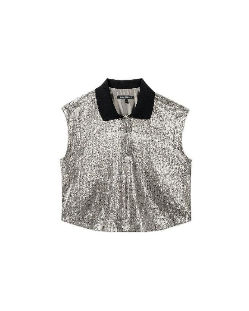 Luisa Cerano Sequin Polo Top