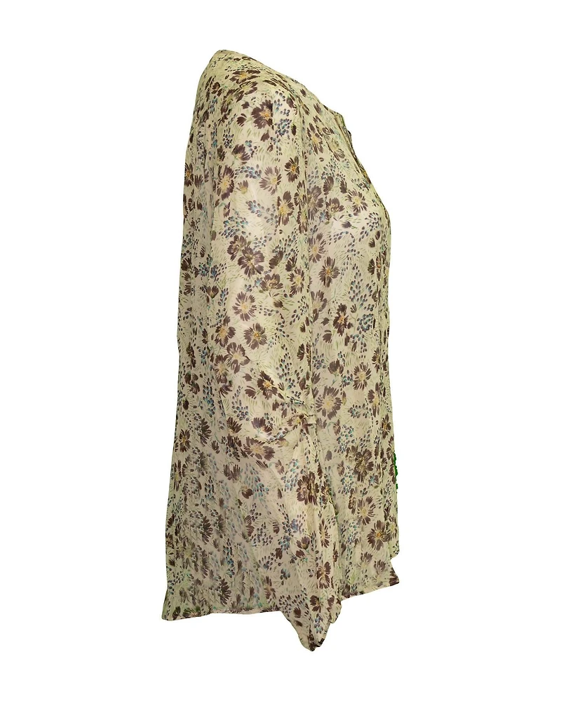 Sheer Floral Print Blouse Eggshell