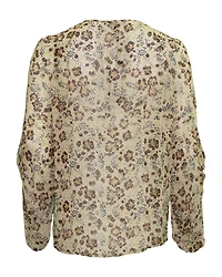 Sheer Floral Print Blouse Eggshell
