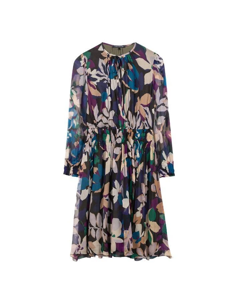 Sheer Silk Floral Pirnt Dress