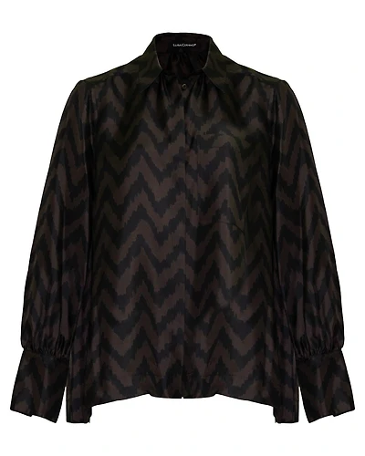 Silk Chevron Blouse Chocolate