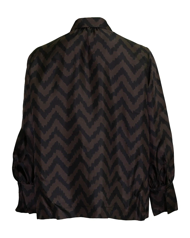 Silk Chevron Blouse Chocolate