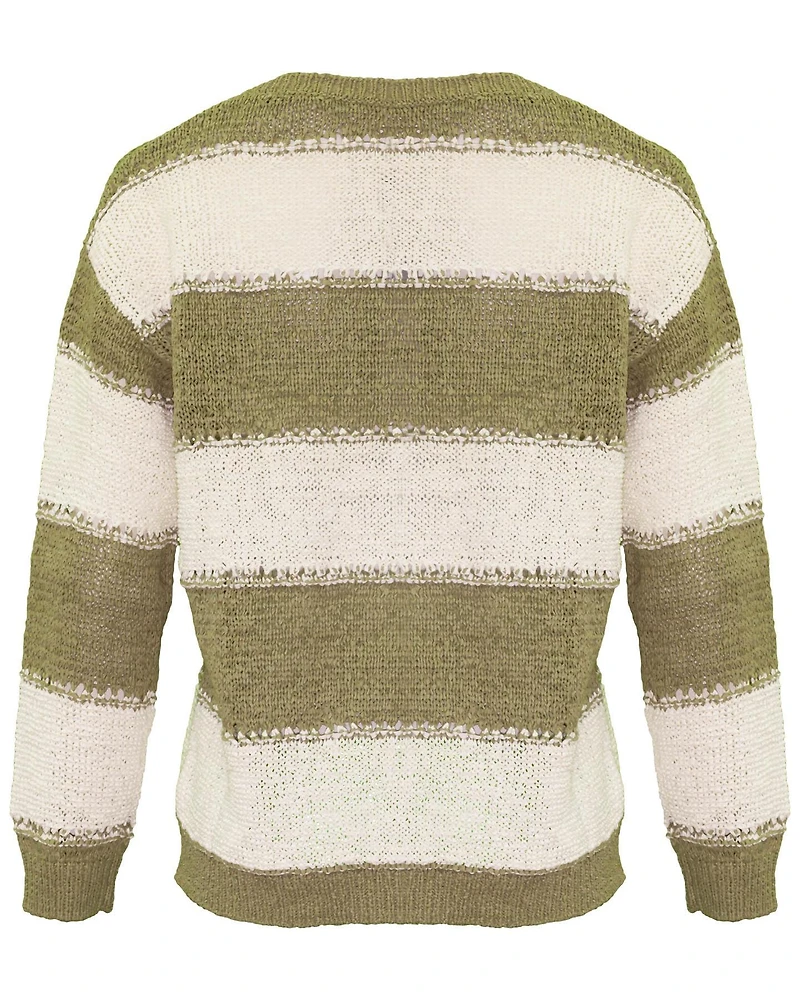 Stripe Tape Yarn Pullover