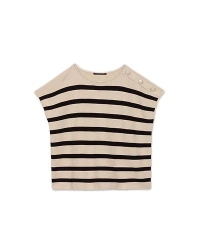 Striped Cap Sleeve Knit Top