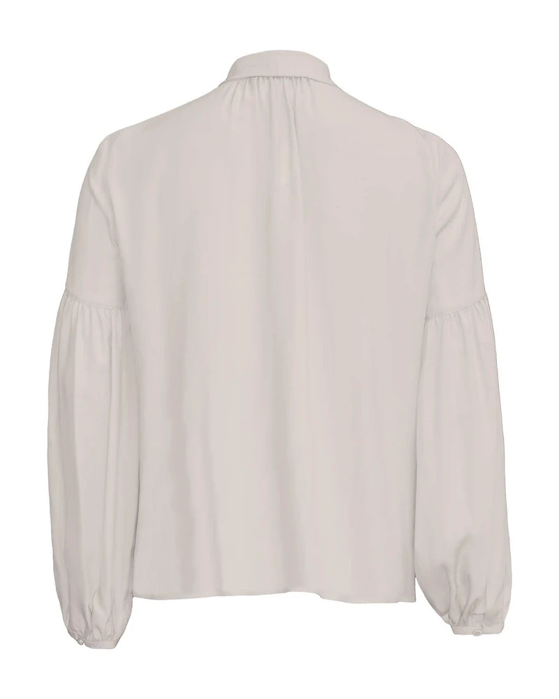 Tie Neck Silk Blouse Ivory