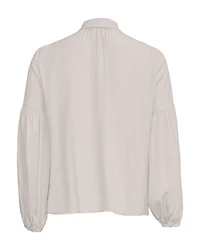 Tie Neck Silk Blouse Ivory