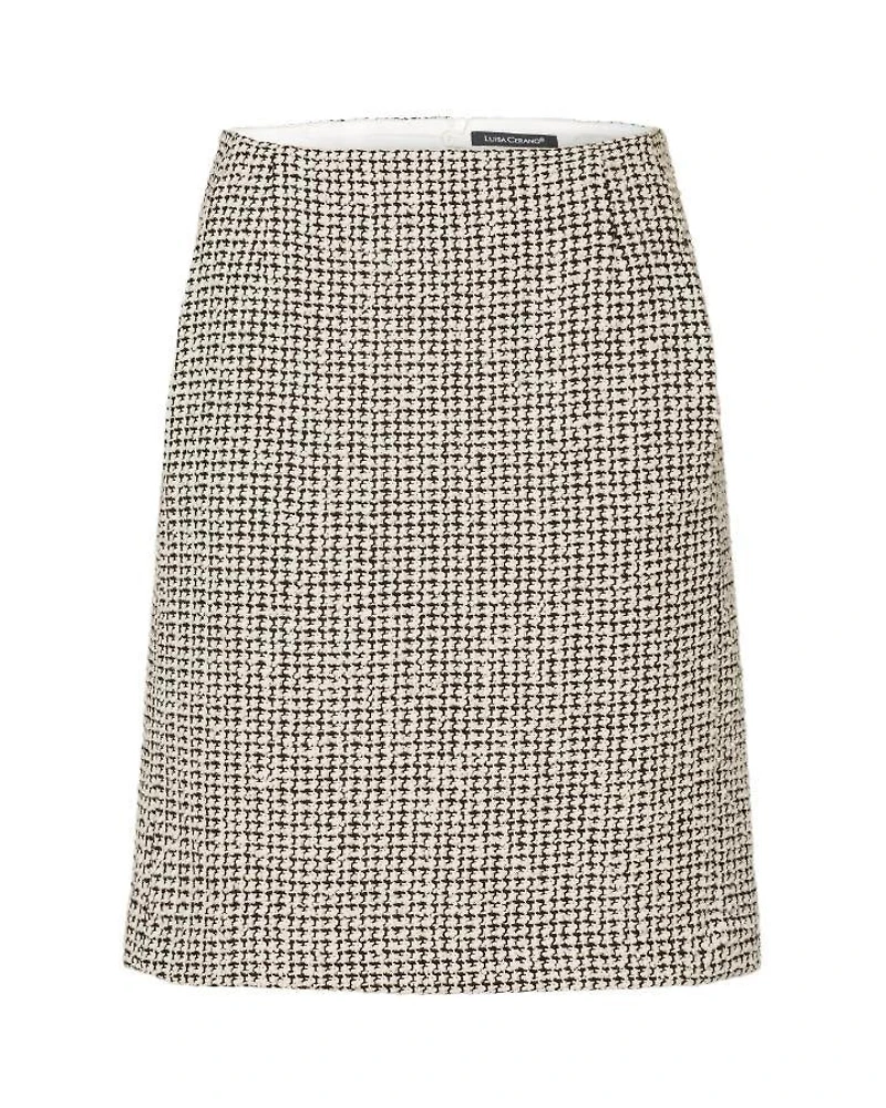 Tweed Contrast Knit Pencil Skirt