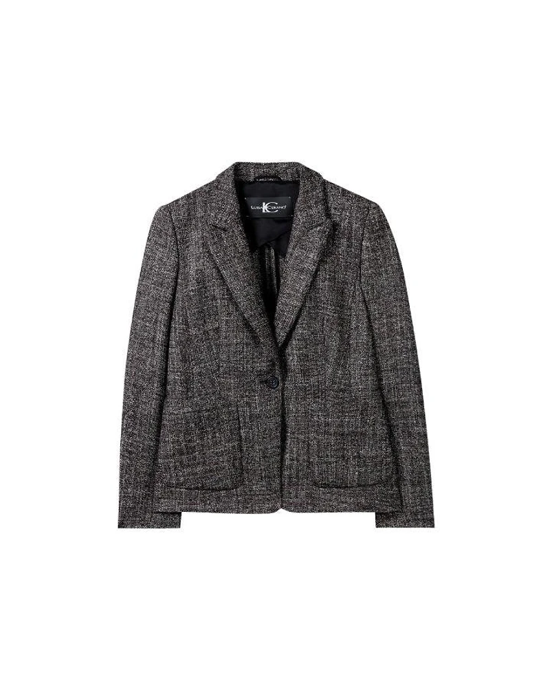 Luisa Cerano Tweed Wool One Button Blazer