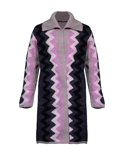 Zig Zag Print Long Cardigan