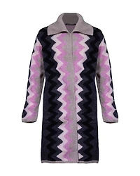 Zig Zag Print Long Cardigan