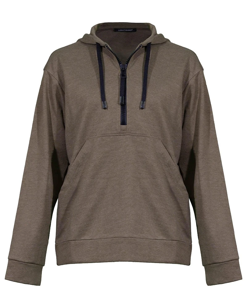 Luisa Cerano Zip Front Kangaroo Pocket Hoodie