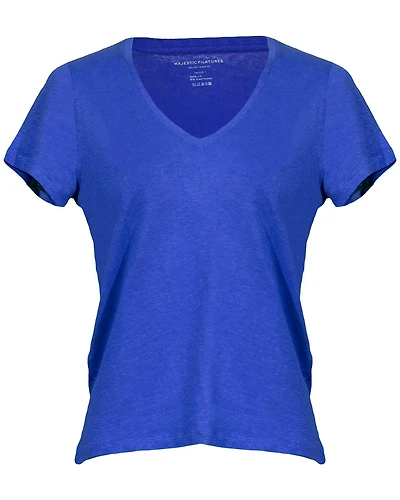 Linen Stretch Short Sleeve V-Neck Tee