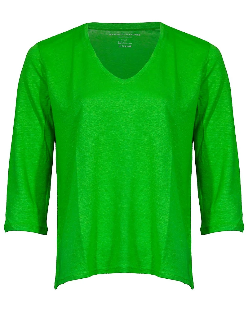 Linen Stretch V-Neck Top