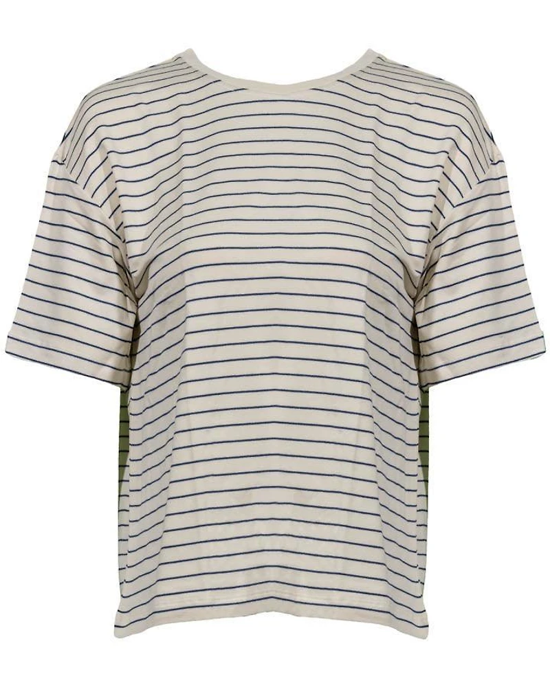 Majestic French Terry Striped Crewneck Pullover