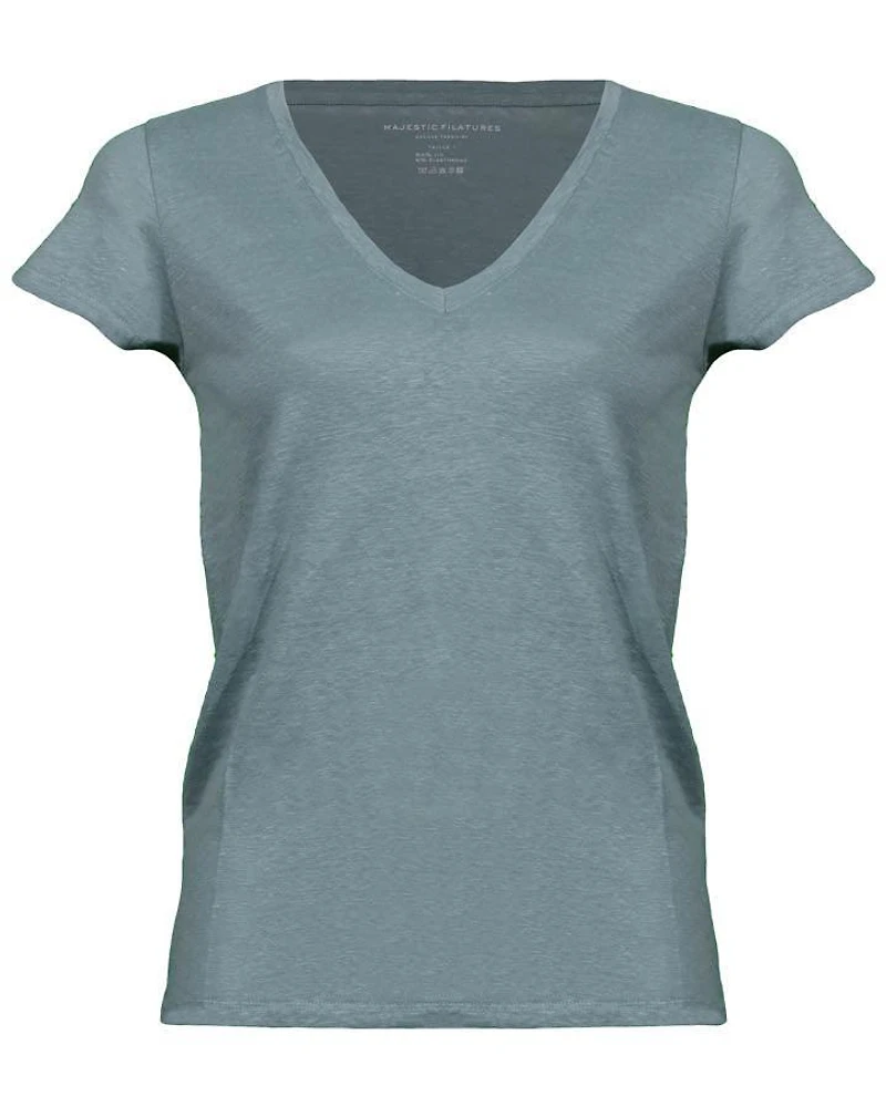 Majestic Stretch Linen V-Neck Tee