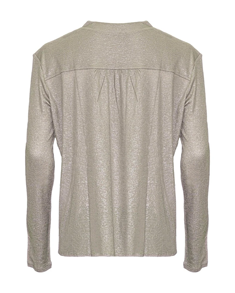 Metallic Henley Pullover