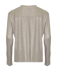 Metallic Henley Pullover