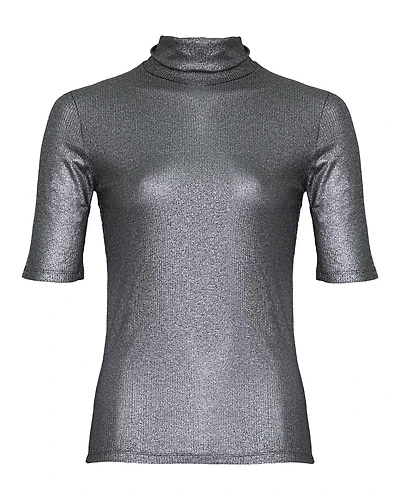 Metallic Mini Rib Turtleneck