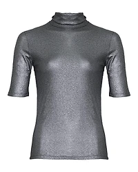 Metallic Mini Rib Turtleneck