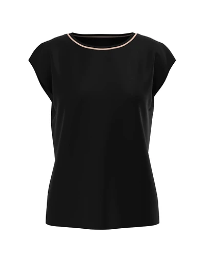 Cap Sleeve Tee with Pipe Trim