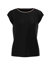 Cap Sleeve Tee with Pipe Trim
