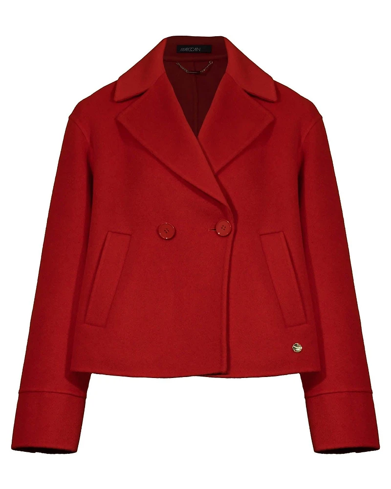 Double Faced Wool Cropped Pea Coat