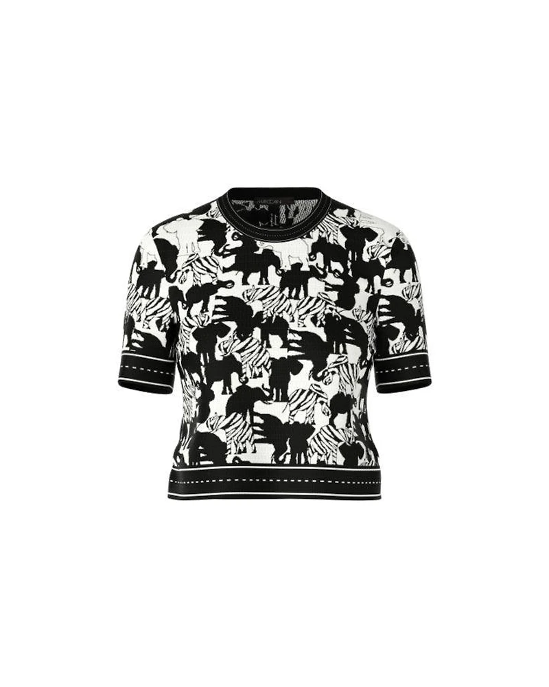 Marc Cain Elephant Print Half Sleeve Pullover