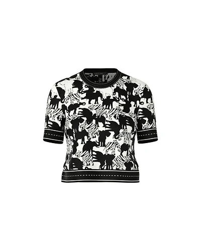 Marc Cain Elephant Print Half Sleeve Pullover